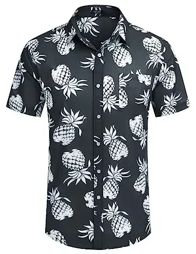 COOFANDY Mens Hawaiian Shirts Short Sleeve Casual Button Down Tropical Beach Shirt - 4