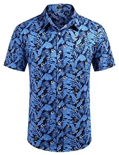 COOFANDY Mens Hawaiian Shirts Short Sleeve Casual Button Down Tropical Beach Shirt - 2