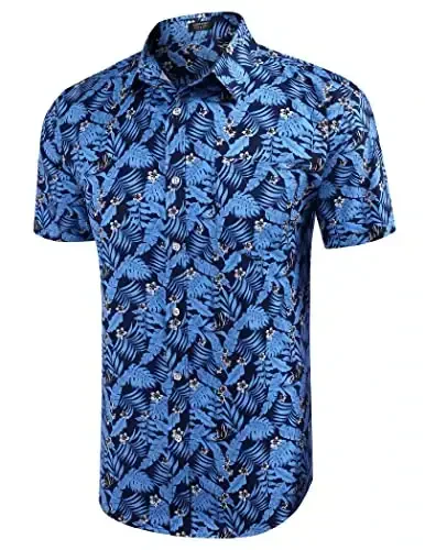 COOFANDY Mens Hawaiian Shirts Short Sleeve Casual Button Down Tropical Beach Shirt - 3