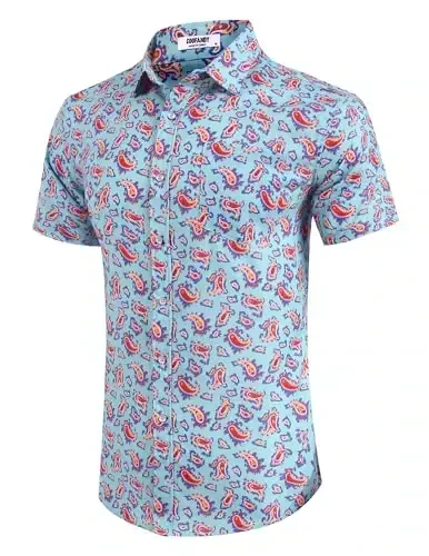 COOFANDY Mens Hawaiian Shirts Short Sleeve Casual Button Down Tropical Beach Shirt - 3