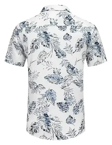 COOFANDY Mens Hawaiian Shirts Short Sleeve Casual Button Down Tropical Beach Shirt - 6