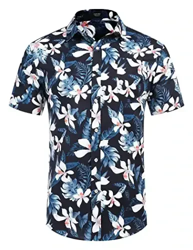 COOFANDY Mens Hawaiian Shirts Short Sleeve Casual Button Down Tropical Beach Shirt - 4