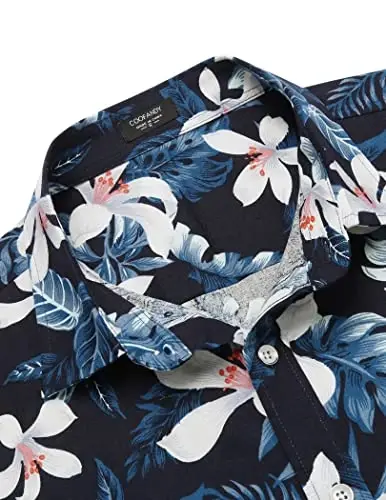 COOFANDY Mens Hawaiian Shirts Short Sleeve Casual Button Down Tropical Beach Shirt - 5