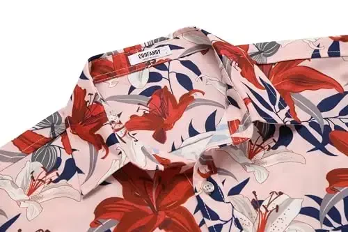 COOFANDY Mens Hawaiian Shirts Short Sleeve Casual Button Down Tropical Beach Shirt - 4