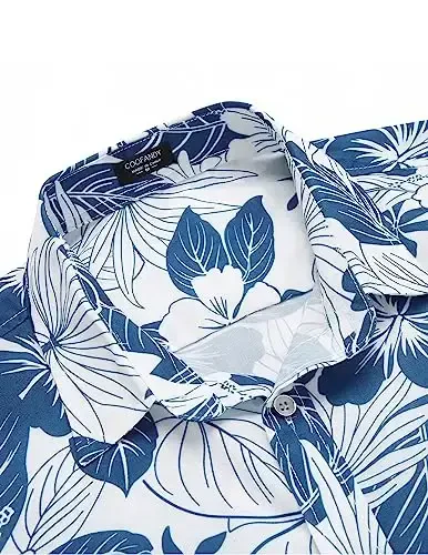 COOFANDY Mens Hawaiian Shirts Short Sleeve Casual Button Down Tropical Beach Shirt - 4