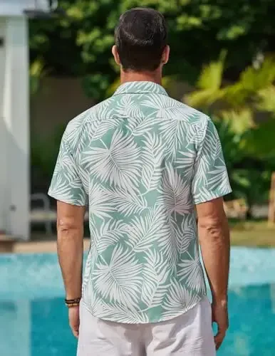 COOFANDY Mens Hawaiian Shirts Short Sleeve Casual Button Down Tropical Beach Shirt - 4