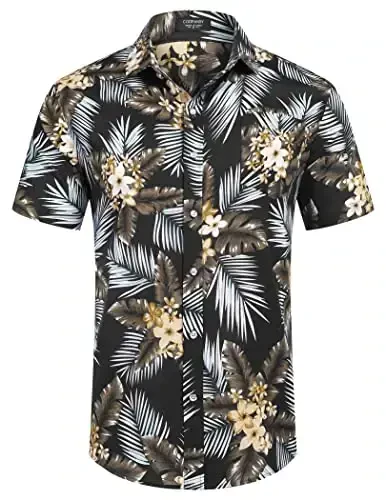 COOFANDY Mens Hawaiian Shirts Short Sleeve Casual Button Down Tropical Beach Shirt - 4