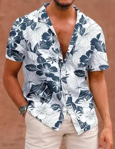 COOFANDY Mens Hawaiian Shirts Short Sleeve Casual Button Down Tropical Beach Shirt - COOFANDY (1)
