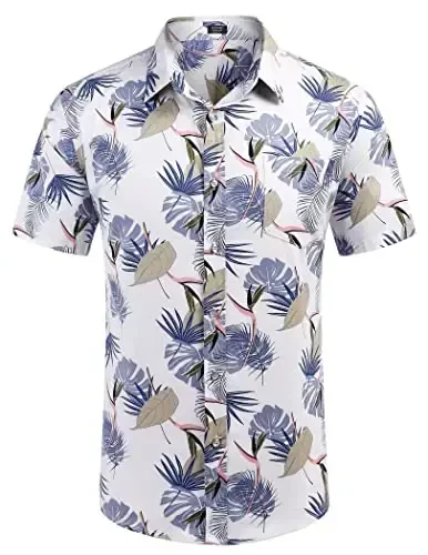 COOFANDY Mens Hawaiian Shirts Short Sleeve Casual Button Down Tropical Beach Shirt - 4