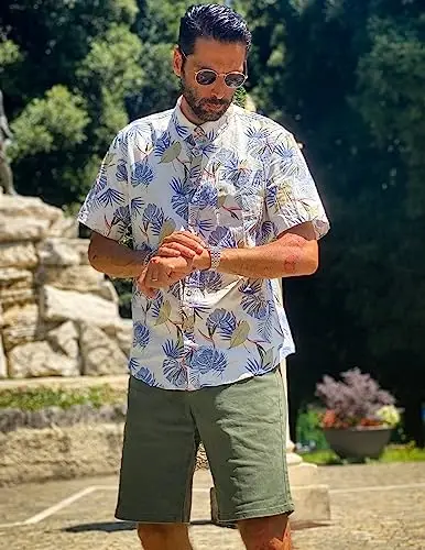 COOFANDY Mens Hawaiian Shirts Short Sleeve Casual Button Down Tropical Beach Shirt - 2