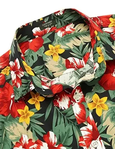 COOFANDY Mens Hawaiian Shirts Short Sleeve Casual Button Down Tropical Beach Shirt - 5