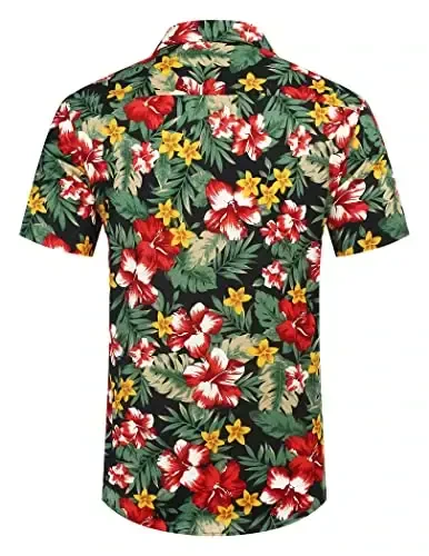 COOFANDY Mens Hawaiian Shirts Short Sleeve Casual Button Down Tropical Beach Shirt - 6