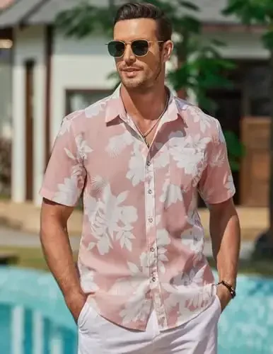 COOFANDY Mens Hawaiian Shirts Short Sleeve Casual Button Down Tropical Beach Shirt - 3