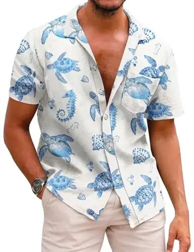 COOFANDY Mens Hawaiian Shirts Short Sleeve Casual Button Down Tropical Beach Shirt - COOFANDY