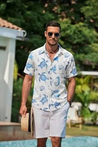 COOFANDY Mens Hawaiian Shirts Short Sleeve Casual Button Down Tropical Beach Shirt - COOFANDY (1)