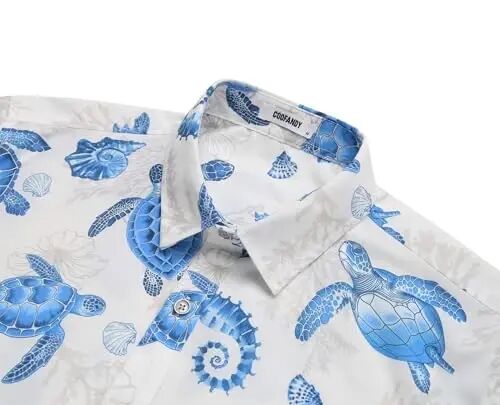 COOFANDY Mens Hawaiian Shirts Short Sleeve Casual Button Down Tropical Beach Shirt - 6