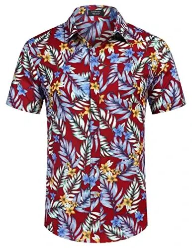 COOFANDY Mens Hawaiian Shirts Short Sleeve Casual Button Down Tropical Beach Shirt - COOFANDY (1)