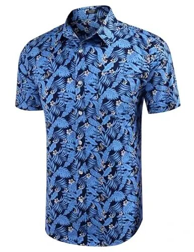 COOFANDY Mens Hawaiian Shirts Short Sleeve Casual Button Down Tropical Beach Shirt - 3