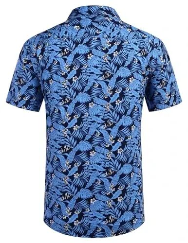 COOFANDY Mens Hawaiian Shirts Short Sleeve Casual Button Down Tropical Beach Shirt - 4