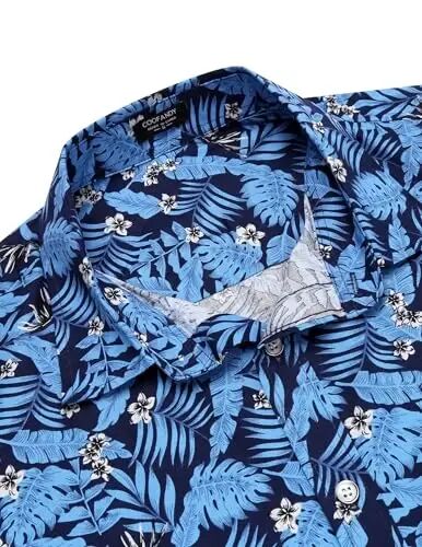COOFANDY Mens Hawaiian Shirts Short Sleeve Casual Button Down Tropical Beach Shirt - 5