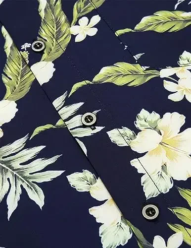 COOFANDY Mens Hawaiian Tropical Shirt Short Sleeve Casual Button Down Floral Summer Beach Shirts with Pocket - 4