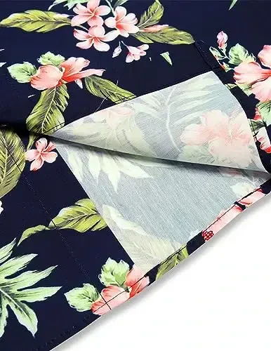 COOFANDY Mens Hawaiian Tropical Shirt Short Sleeve Casual Button Down Floral Summer Beach Shirts with Pocket - 5