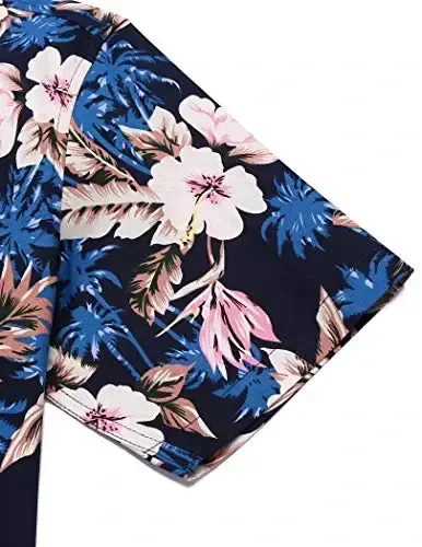 COOFANDY Mens Hawaiian Tropical Shirt Short Sleeve Casual Button Down Floral Summer Beach Shirts with Pocket - 6
