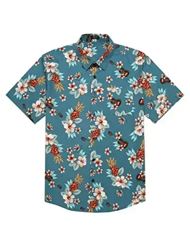 COOFANDY Mens Hawaiian Tropical Shirt Short Sleeve Casual Button Down Floral Summer Beach Shirts with Pocket - 4