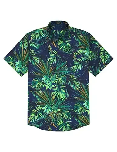 COOFANDY Mens Hawaiian Tropical Shirt Short Sleeve Casual Button Down Floral Summer Beach Shirts with Pocket - 4