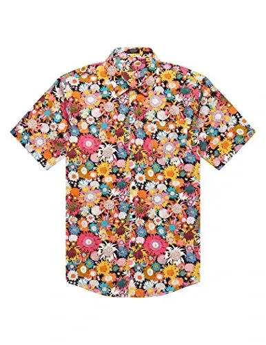 COOFANDY Mens Hawaiian Tropical Shirt Short Sleeve Casual Button Down Floral Summer Beach Shirts with Pocket - 4