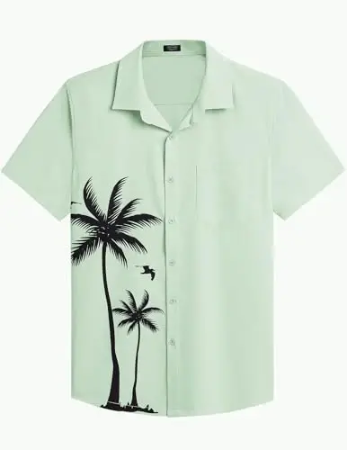 COOFANDY Mens Hawaiian Tropical Shirts Short Sleeve Button Down Summer Beach Shirt with Pocket - 5