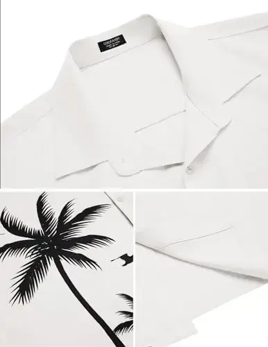 COOFANDY Mens Hawaiian Tropical Shirts Short Sleeve Button Down Summer Beach Shirt with Pocket - 4