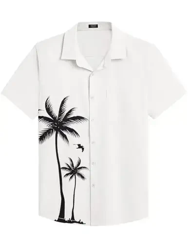 COOFANDY Mens Hawaiian Tropical Shirts Short Sleeve Button Down Summer Beach Shirt with Pocket - 5