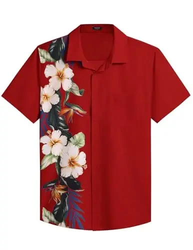 COOFANDY Mens Hawaiian Tropical Shirts Short Sleeve Button Down Summer Beach Shirt with Pocket - 6