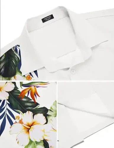 COOFANDY Mens Hawaiian Tropical Shirts Short Sleeve Button Down Summer Beach Shirt with Pocket - 5