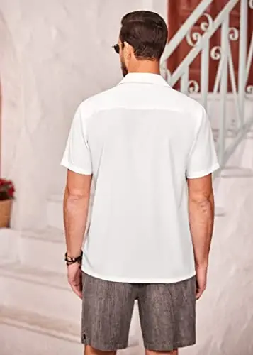 COOFANDY Mens Hawaiian Tropical Shirts Short Sleeve Button Down Summer Beach Shirt with Pocket - 4