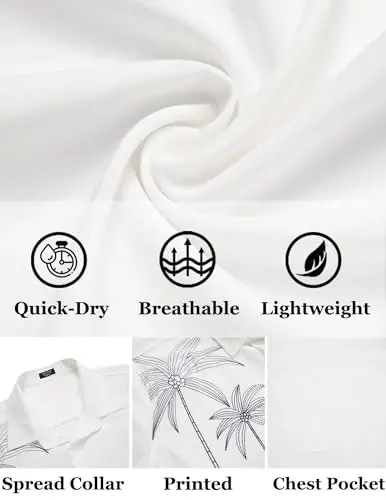 COOFANDY Mens Hawaiian Tropical Shirts Short Sleeve Button Down Summer Beach Shirt with Pocket - 5