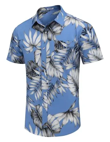 COOFANDY Mens Hawaiian Tropical Shirts Short Sleeve Button Down Summer Beach Shirt with Pocket - 3