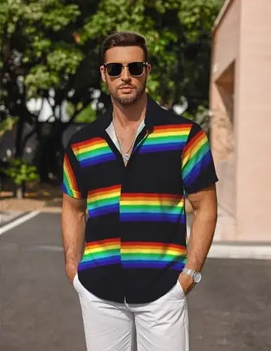 COOFANDY Men's Linen Shirts Short Sleeve Casual Shirts Button Down Shirt for Men Beach Summer Wedding Shirt - 3