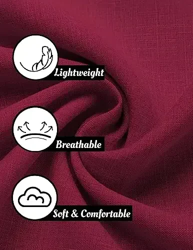 COOFANDY Men's Linen Shirts Short Sleeve Casual Shirts Button Down Shirt for Men Beach Summer Wedding Shirt - 5