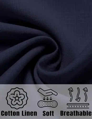 COOFANDY Men's Linen Shirts Short Sleeve Casual Shirts Button Down Shirt for Men Beach Summer Wedding Shirt - 5