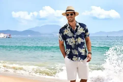 COOFANDY Men's Linen Shirts Short Sleeve Casual Shirts Button Down Shirt for Men Beach Summer Wedding Shirt - 3