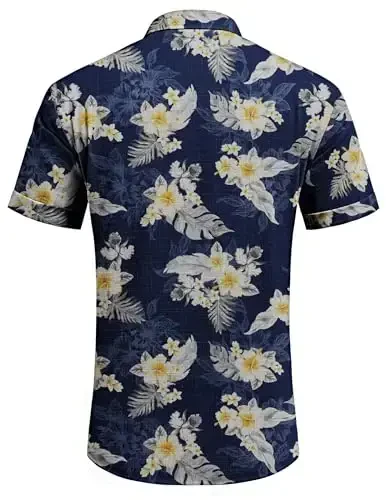 COOFANDY Men's Linen Shirts Short Sleeve Casual Shirts Button Down Shirt for Men Beach Summer Wedding Shirt - 4