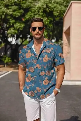COOFANDY Men's Linen Shirts Short Sleeve Casual Shirts Button Down Shirt for Men Beach Summer Wedding Shirt - 4