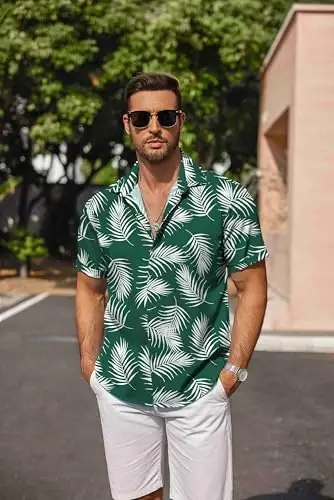 COOFANDY Men's Linen Shirts Short Sleeve Casual Shirts Button Down Shirt for Men Beach Summer Wedding Shirt - 5