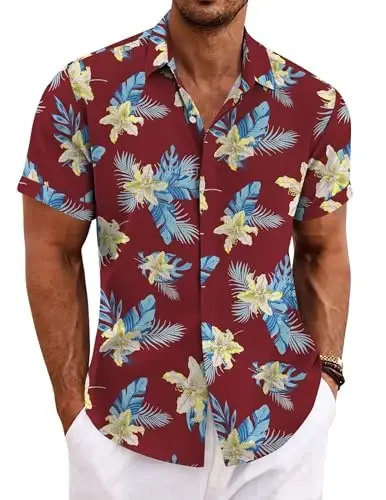 COOFANDY Men's Linen Shirts Short Sleeve Casual Shirts Button Down Shirt for Men Beach Summer Wedding Shirt - 1
