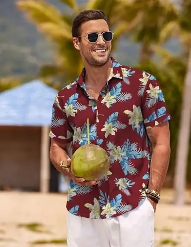 COOFANDY Men's Linen Shirts Short Sleeve Casual Shirts Button Down Shirt for Men Beach Summer Wedding Shirt - 3