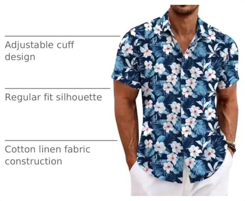 COOFANDY Men's Linen Shirts Short Sleeve Casual Shirts Button Down Shirt for Men Beach Summer Wedding Shirt - 4