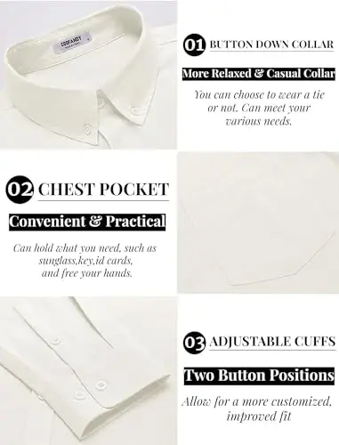COOFANDY Men's Long Sleeve Buttons Down Shirts Casual Button Up Shirts Beach Linen Shirt Untucked Dress Shirt - 4
