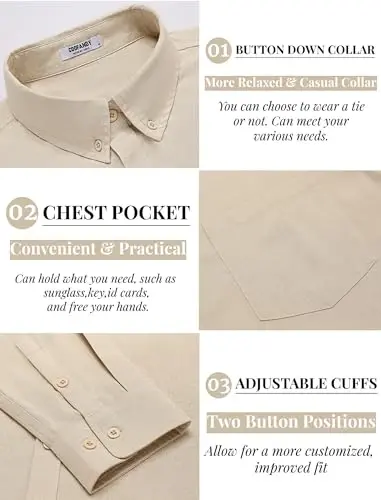 COOFANDY Men's Long Sleeve Buttons Down Shirts Casual Button Up Shirts Beach Linen Shirt Untucked Dress Shirt - 4